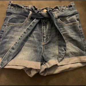 Blue denim shorts